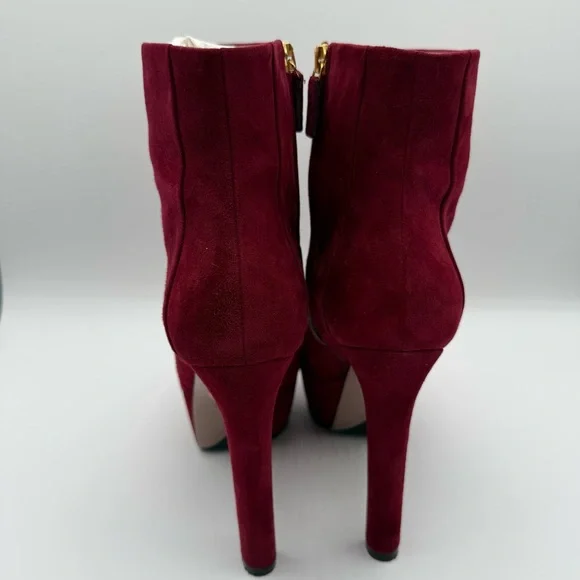 Gucci Kid Suede Red Platform Ankle Boots High Heel EU 37.5 US 7.5 - Picture 6 of 17